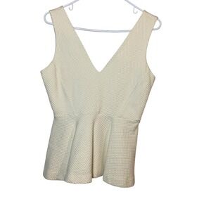 H&M‎ Peplum Top Sleeveless V-Neck Textured Party Career Medium Bridal Coquette